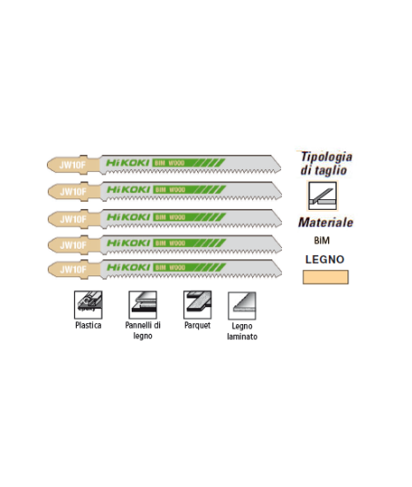 Immagine di LAME PER SEGHETTO ALTERNATIVO BIM 100,4 mm KIT 5 PZ PER TAGLIO LEGNO PLASTICA HIKOKI HITACHI