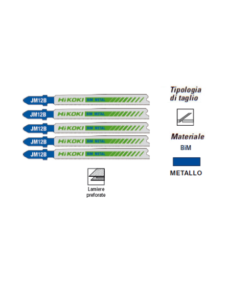 Immagine di LAME PER SEGHETTO ALTERNATIVO BIM 91,5 mm KIT 5 PZ TAGLIO METALLO HIKOKI HITACHI