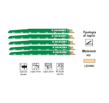 Immagine di LAME PER SEGHETTO ALTERNATIVO FRONTALE HCS 240 mm KIT 5 PZ TAGLIO LEGNO HIKOKI HITACHI