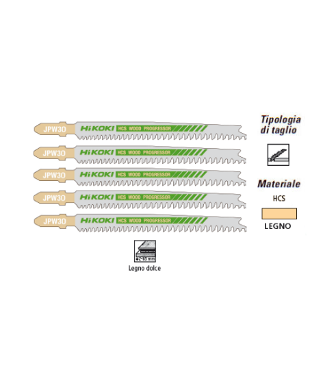 Immagine di LAME PER SEGHETTO ALTERNATIVO HCS 116,5 mm KIT 5 PZ PER TAGLIO LEGNO DOLCE HIKOKI HITACHI