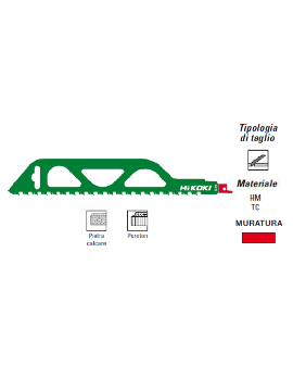Immagine di LAME SEGHETTO ALTERNATIVO FRONTALE HM/TC 305 mm KIT 1 PZ TAGLIO MATTONI CALCESTRUZZO AERATO HIKOKI