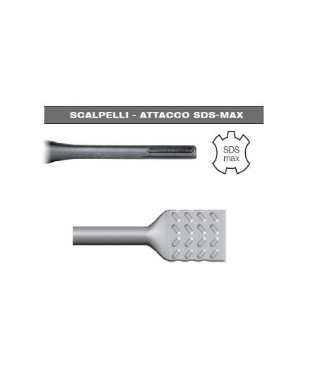 Immagine di SCALPELLO A SPATOLA BOMBATO 50 x 380 CON ATTACCO SDS MAX HIKOKI HITACHI PER MARTELLO TASSELLATORE