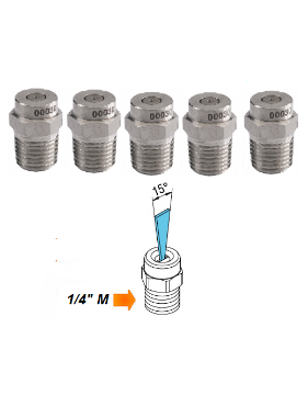 Immagine di UGELLO PER LANCIA IDROPULITRICE CON ATTACCO 1/4" M ANGOLO 15 GRADI DIAMETRO A SCELTA