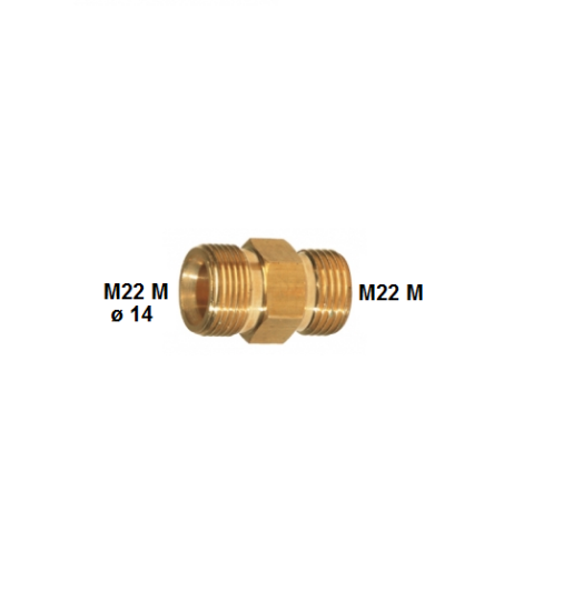 Immagine di RACCORDO ATTACCO M22 MASCHIO DIAMETRO INTERNO 14 ENTRATA M22 MASCHIO