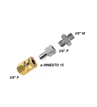 Immagine di RACCORDO ATTACCO RAPIDO A SFERA DA 3/8 DIAMETRO INNESTO 15 PER IDROPULITRICE