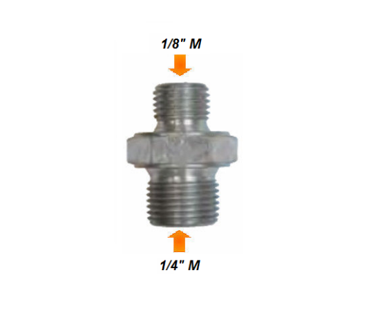 Immagine di RACCORDO NIPPLO PER LANCIA PISTOLA TUBO PER IDROPULITRICE ATTACCO 1/8" M A 1/4" M