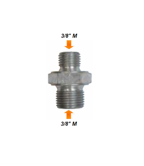 Immagine di RACCORDO NIPPLO PER LANCIA PISTOLA TUBO PER IDROPULITRICE ATTACCO 3/8 M A 3/8 M