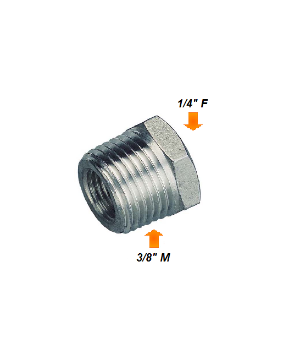 Immagine di RACCORDO RIDUZIONE TUBO PISTOLA LANCIA PER IDROPULITRICE DA 1/4" FEMMINA A 3/8" MASCHIO