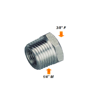 Immagine di RACCORDO RIDUZIONE TUBO PISTOLA LANCIA PER IDROPULITRICE DA 3/8" FEMMINA A 1/4" MASCHIO