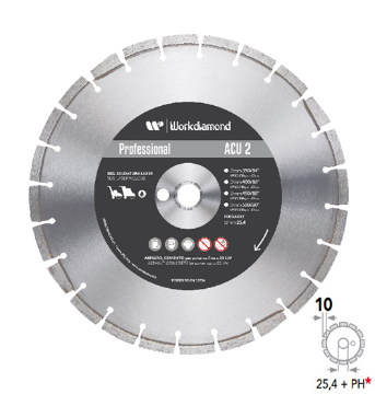 Immagine di DISCO DIAMANTATO ACU 2 D 400 FORO 25,4 PER ASFALTO E CEMENTO WORKDIAMOND PER TAGLIAGIUNTI