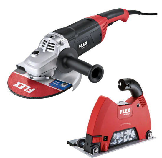 Immagine di SMERIGLIATRICE ANGOLARE L 2200 D 230 WATT 2200 + CUFFIA DI ASPIRAZIONE DCG AG 230 FLEX