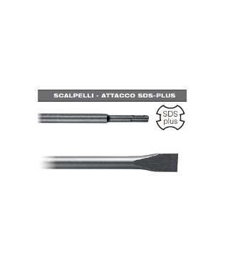 Immagine di SCALPELLO PIATTO A TAGLIO 20 x 250 CON ATTACCO SDS PLUS PER MARTELLO TASSELLATORE
