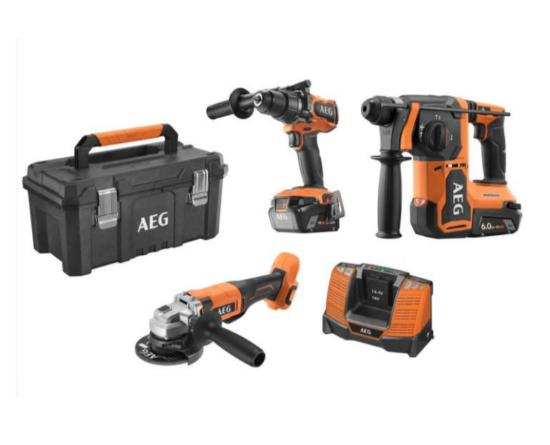 Immagine di TASSELLATORE BBH18BL2 + SMERIGLIATRICE BEWS18-125BLPX2 + TRAPANO AVVITATORE A PERCUSSIONE BSB18BL2 BATTERIA VOLT 18 AEG